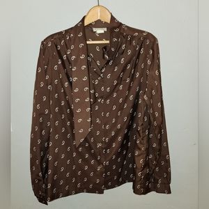 Vintage 1970s Brown Blouse my Lee Mar Pageant
